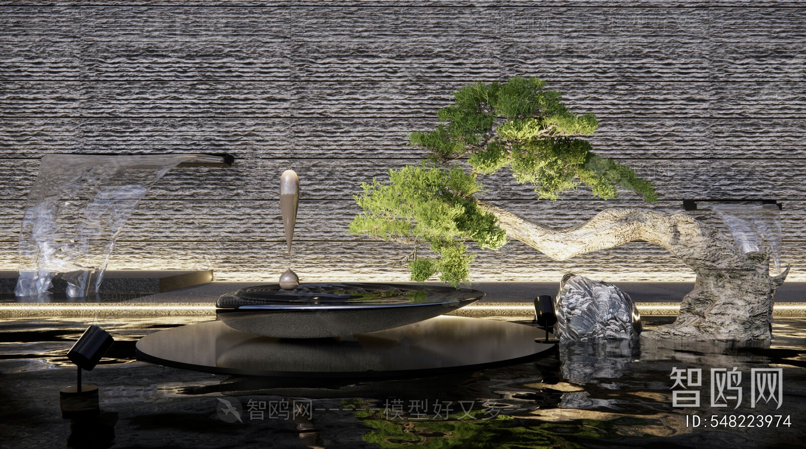 New Chinese Style Rockery Waterscape