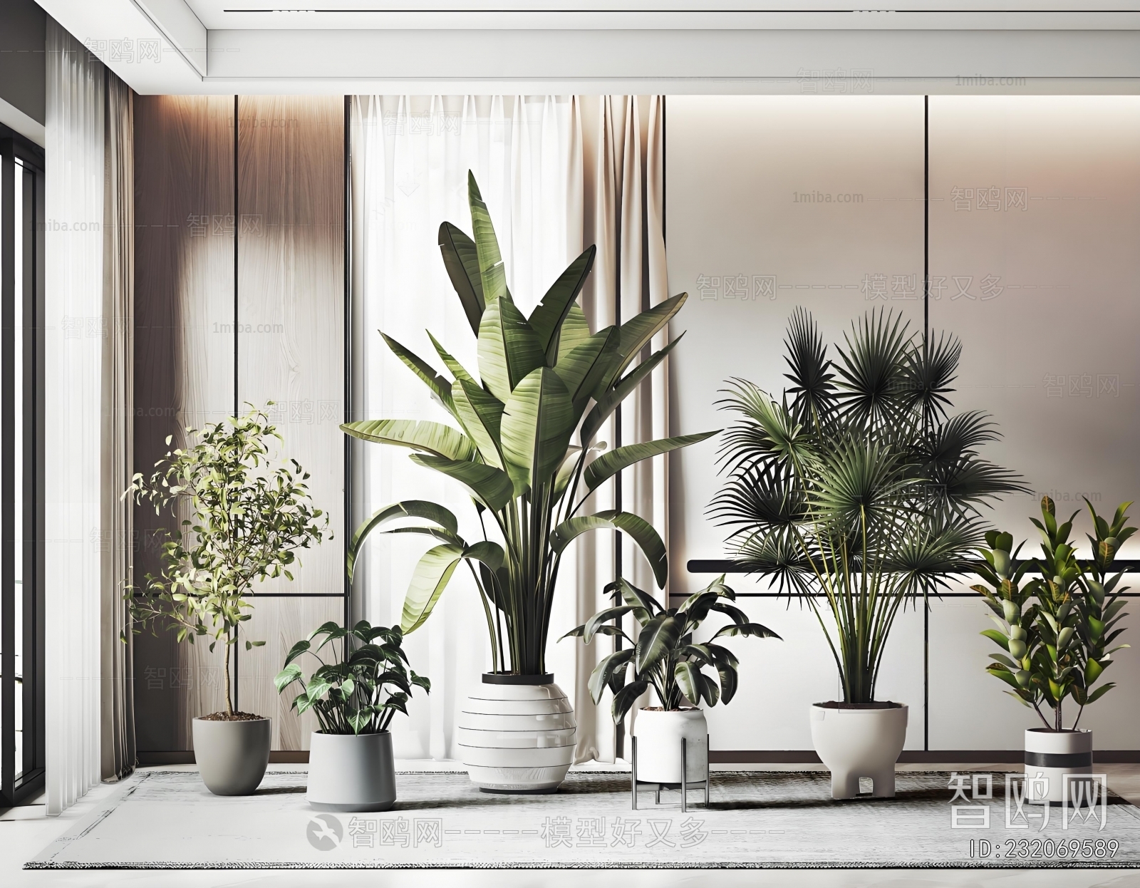 Modern Ground Green Plant Potted Plants