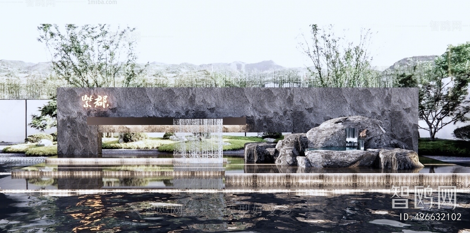 New Chinese Style Rockery Waterscape