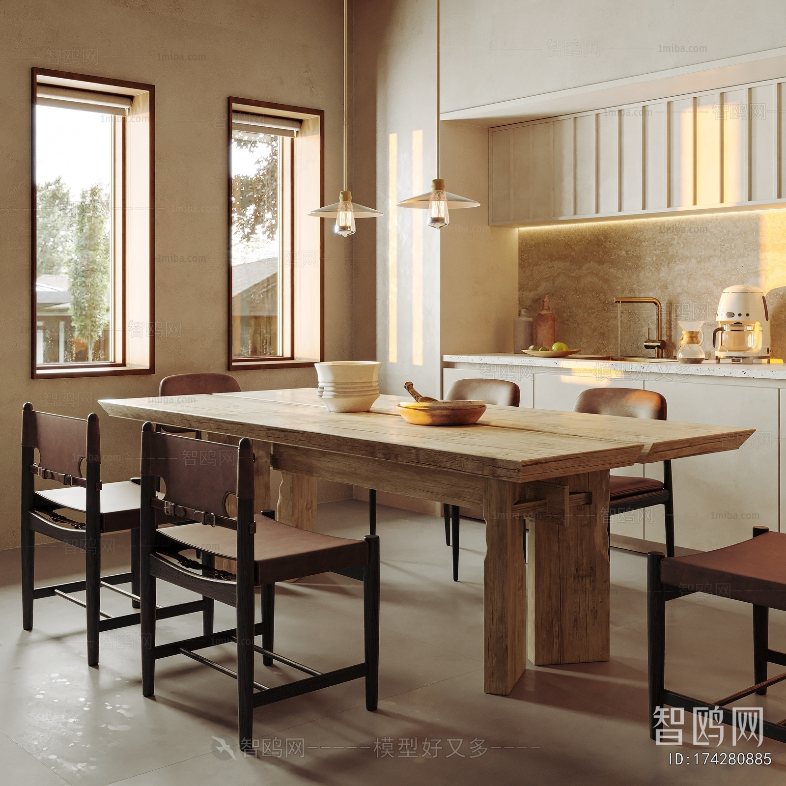 Wabi-sabi Style Dining Table And Chairs