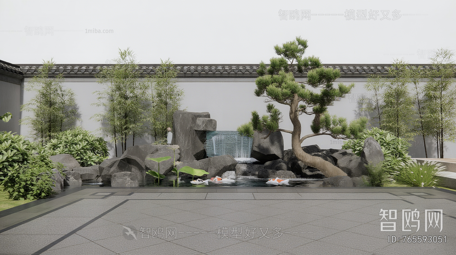 New Chinese Style Rockery Waterscape