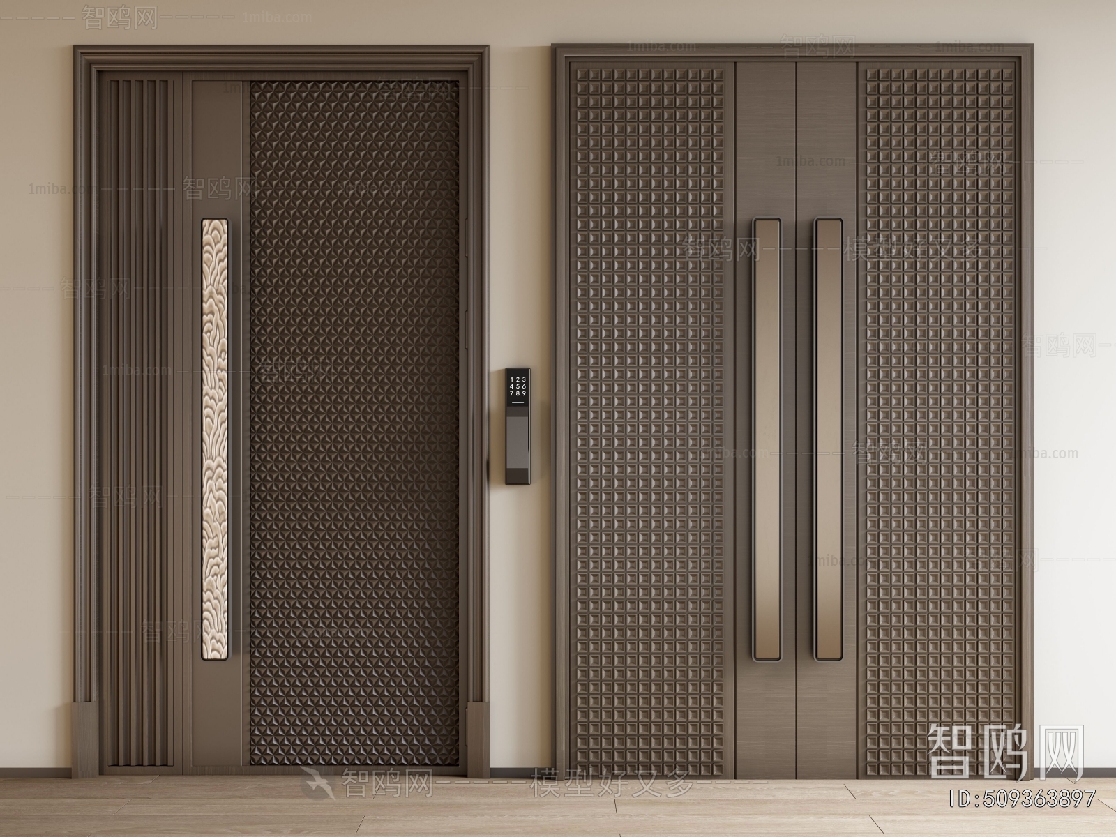 New Chinese Style Unequal Double Door