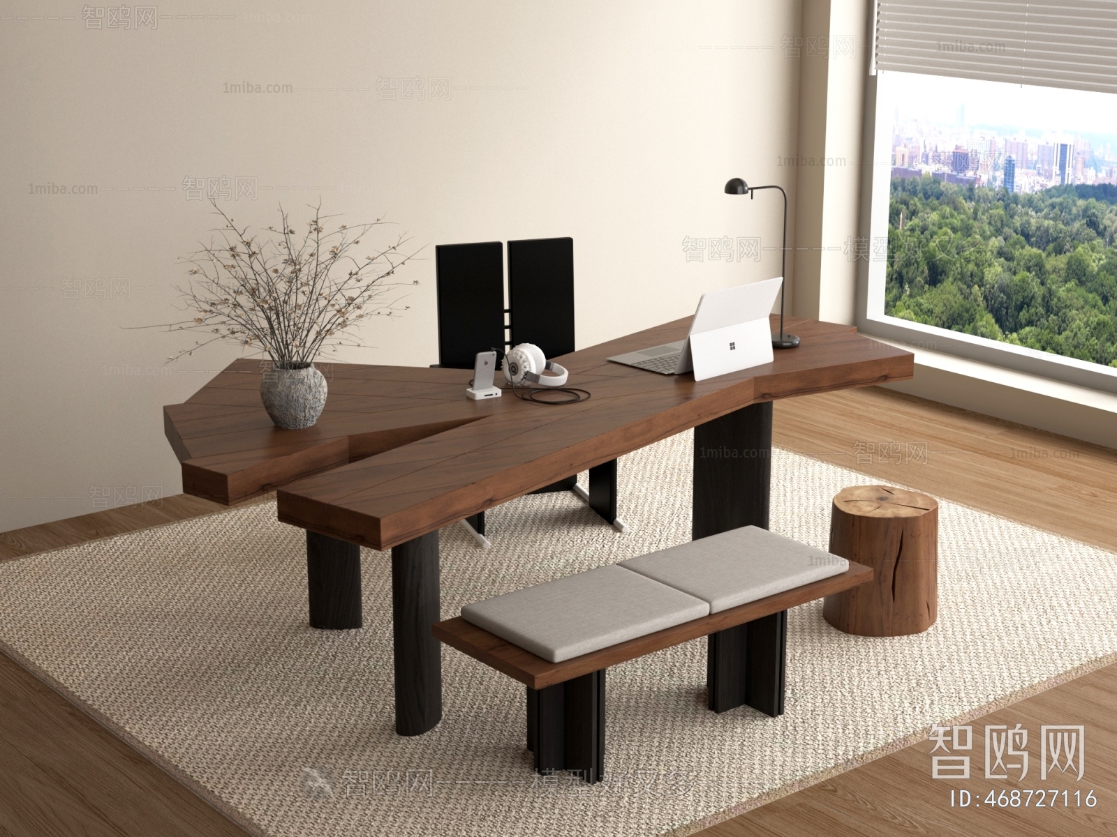 Wabi-sabi Style Office Desk And Chair