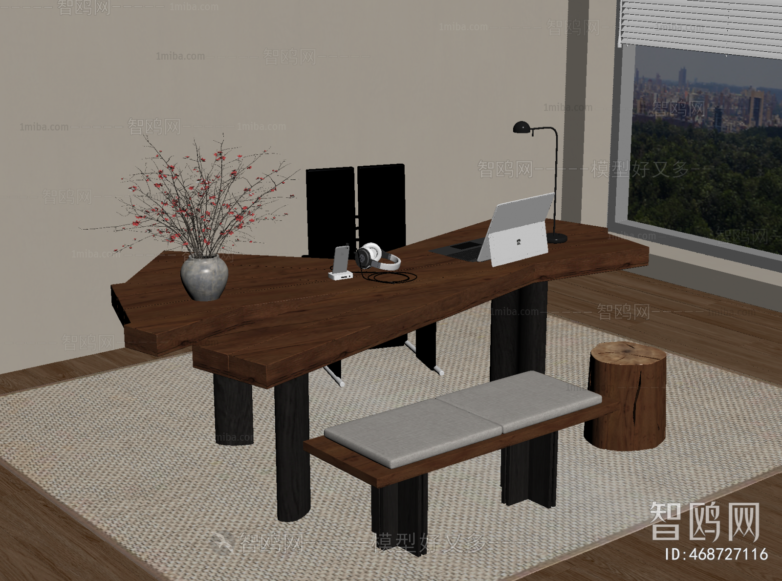 Wabi-sabi Style Office Desk And Chair