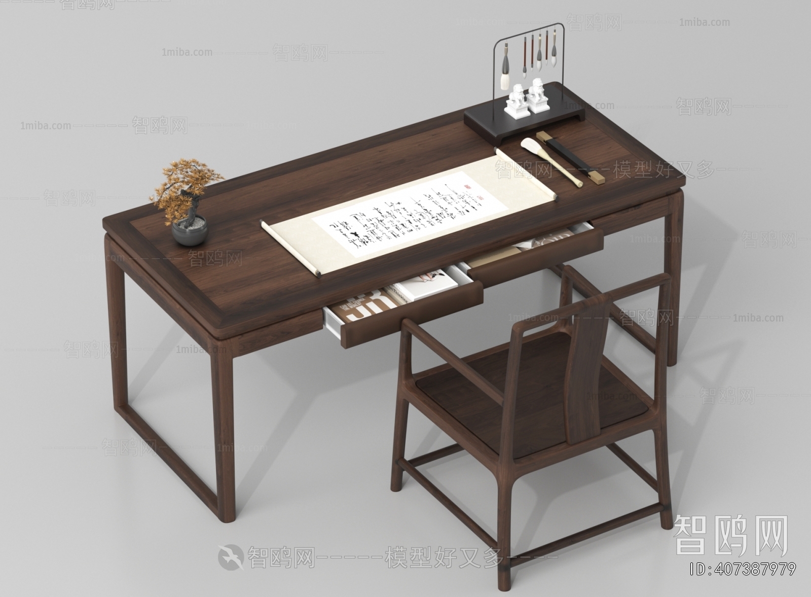 New Chinese Style Computer Desk And Chair