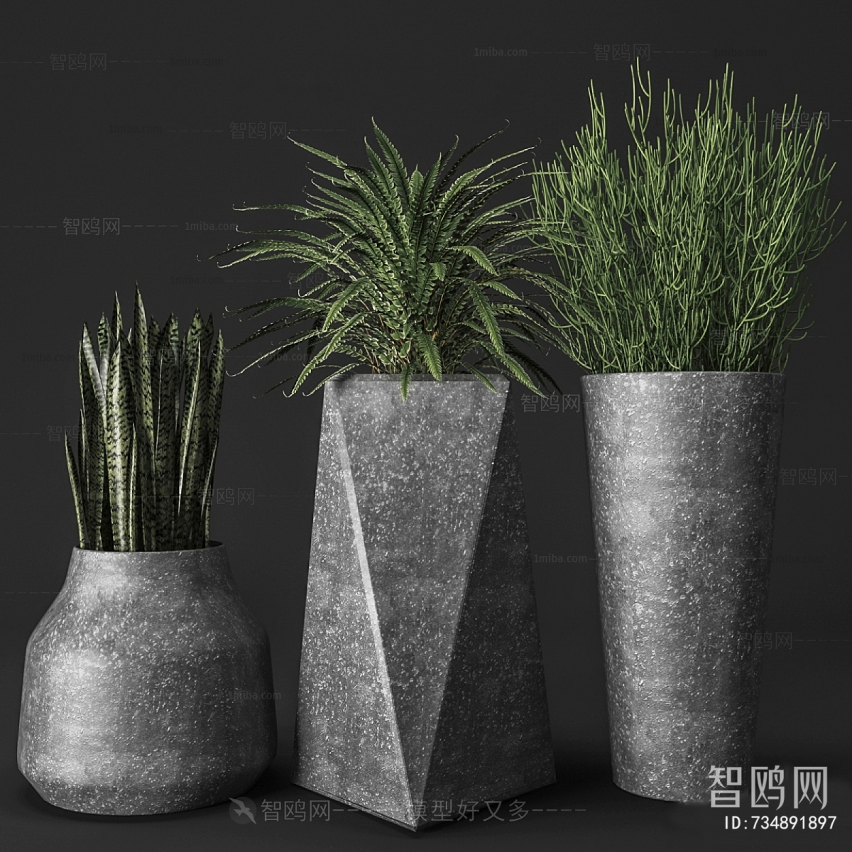 Modern Ground Green Plant Potted Plants
