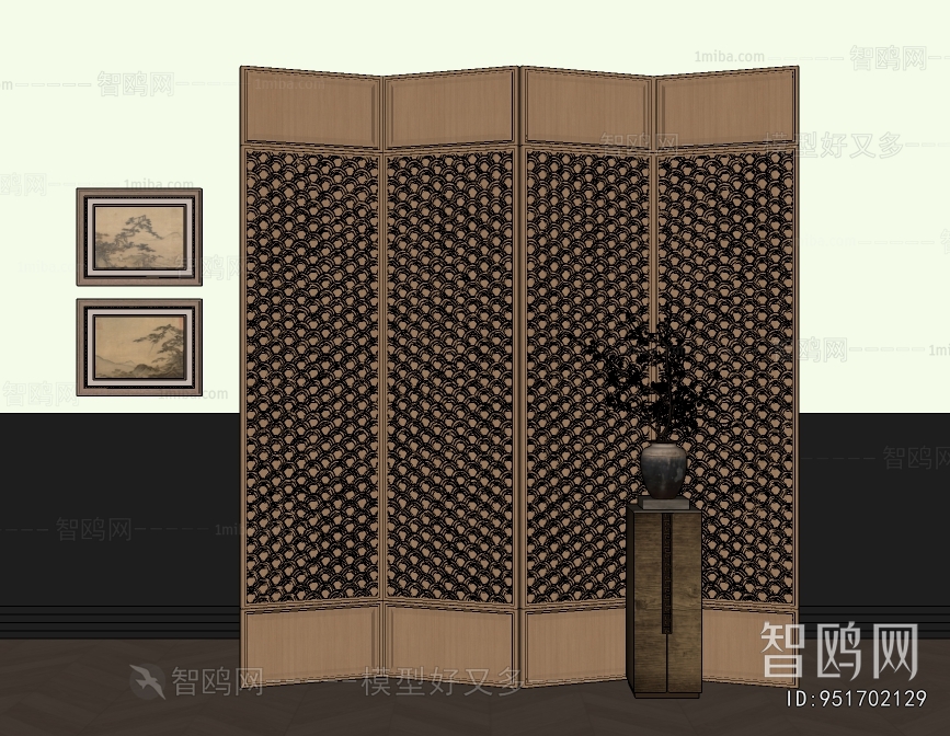 New Chinese Style Wooden Screen Partition