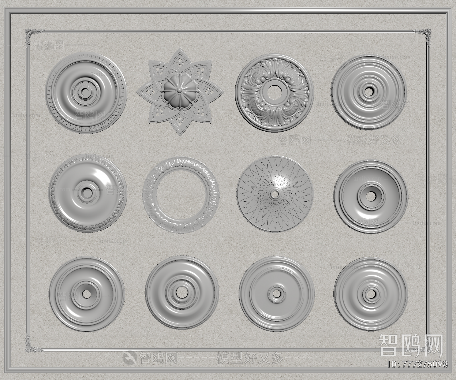 French Style Plaster Carved Top Plate