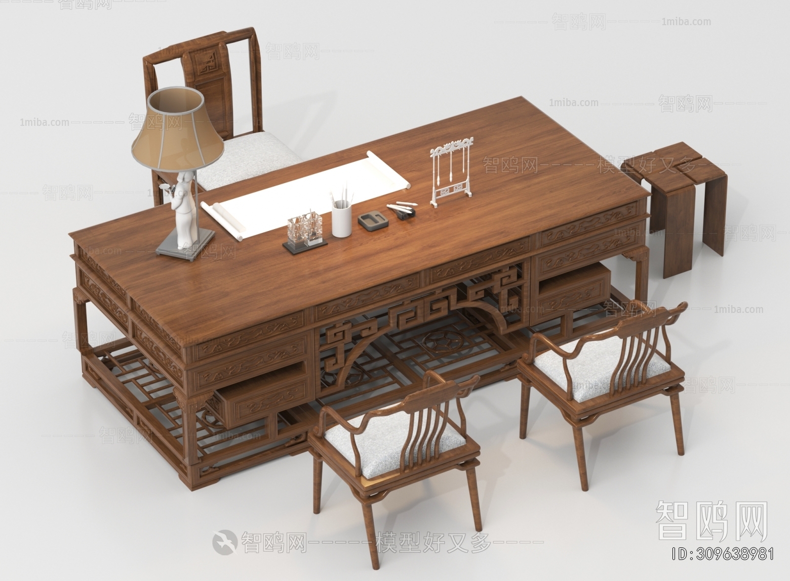 New Chinese Style Computer Desk And Chair