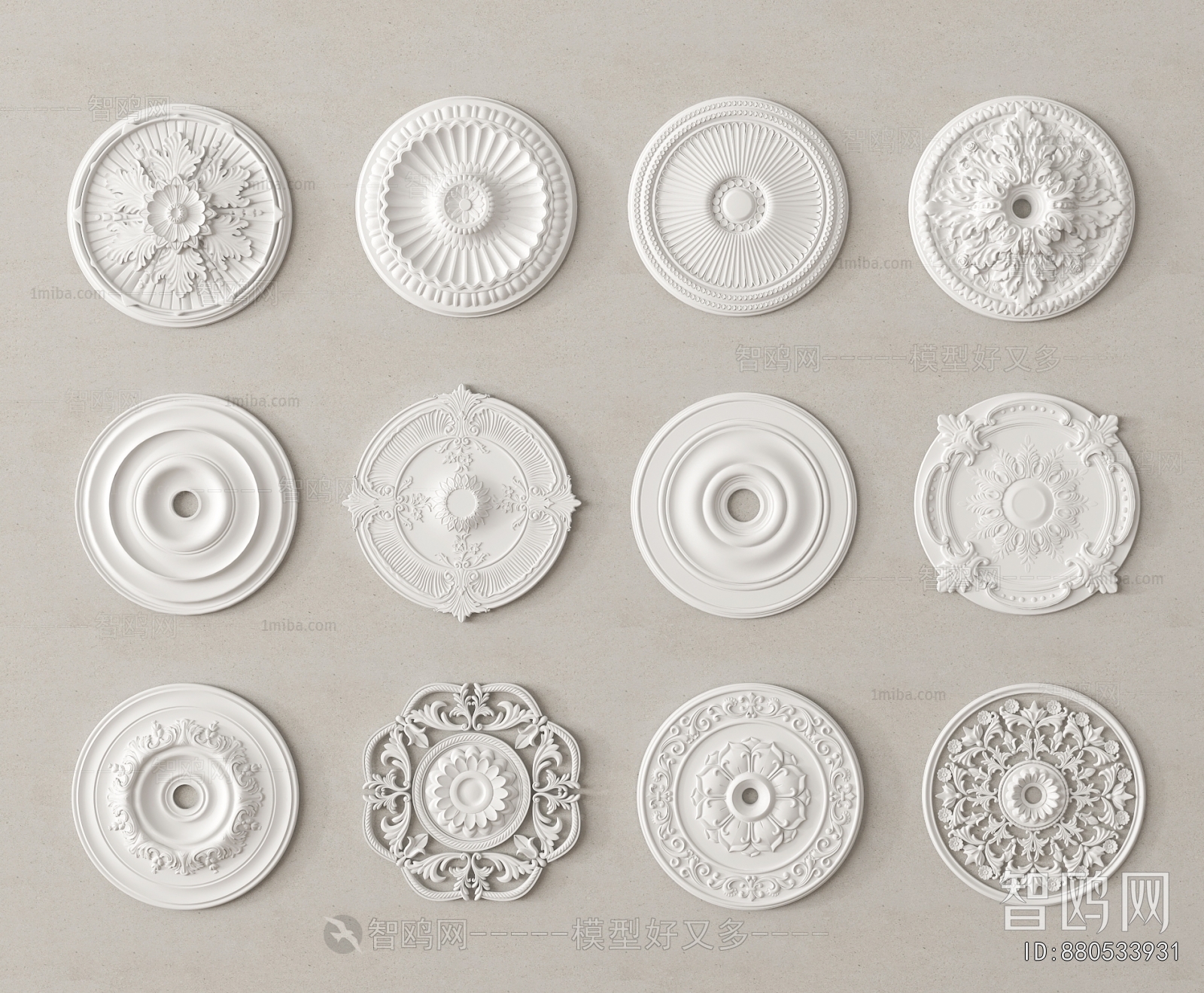 French Style Plaster Carved Top Plate
