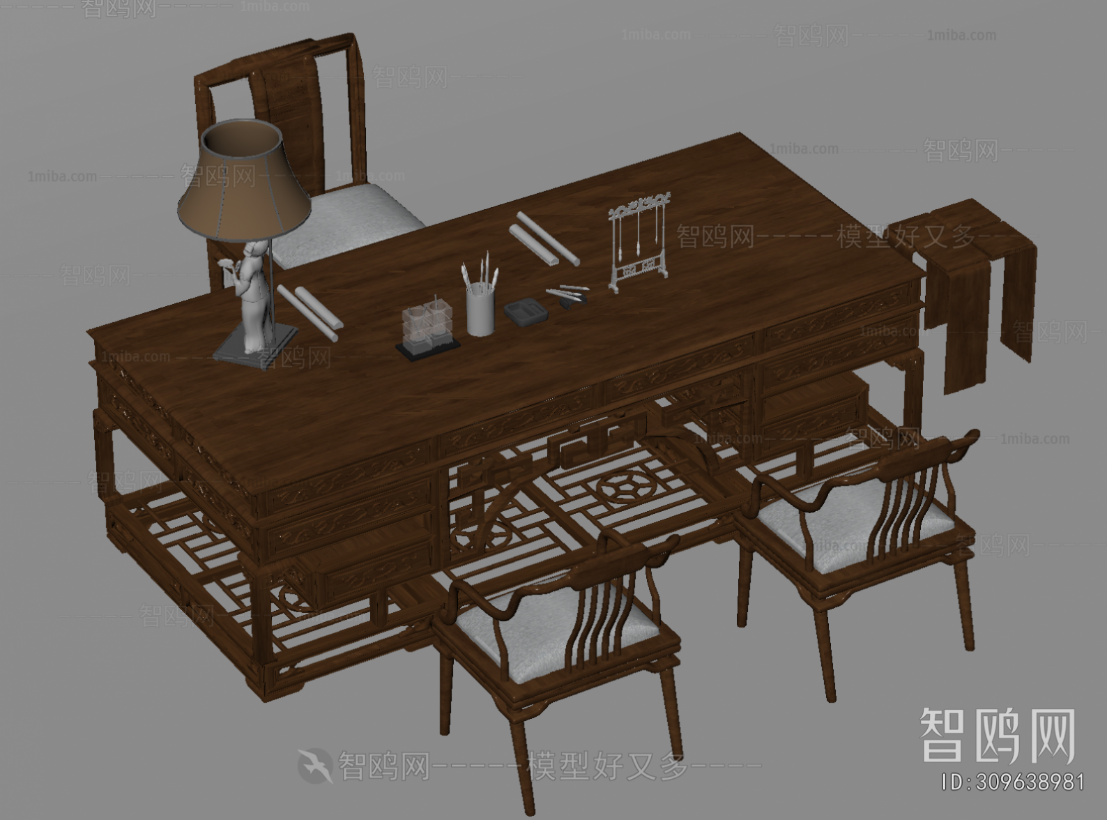 New Chinese Style Computer Desk And Chair