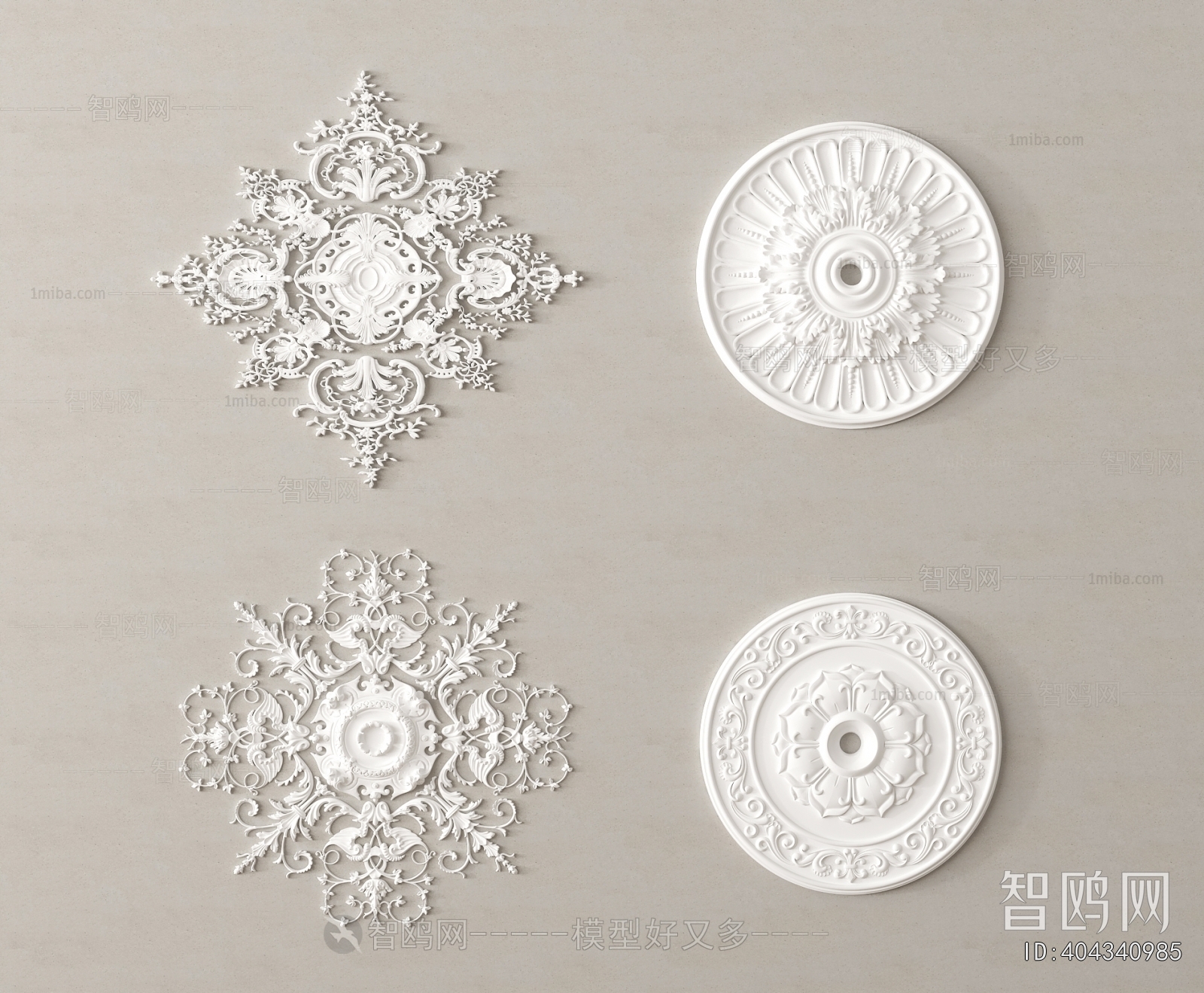 French Style Plaster Carved Top Plate