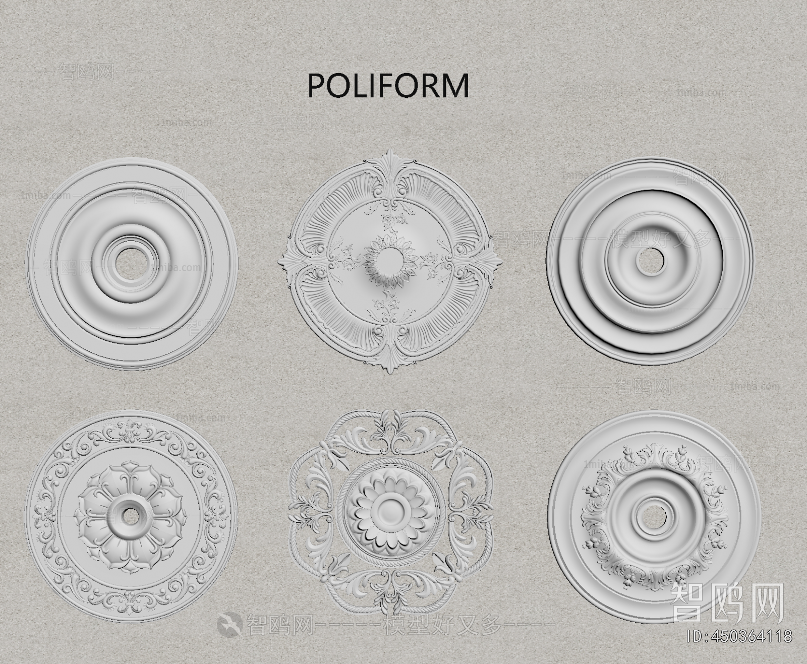 European Style Plaster Carved Top Plate