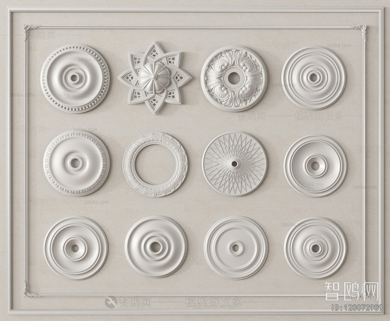 French Style Plaster Carved Top Plate