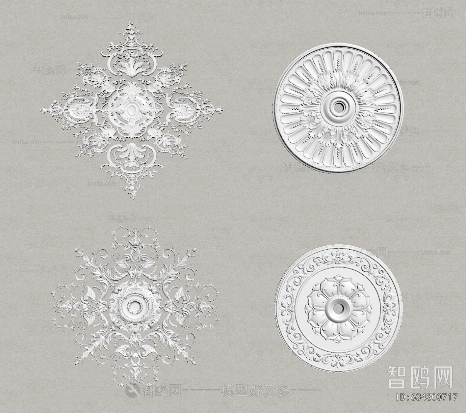 French Style Plaster Carved Top Plate