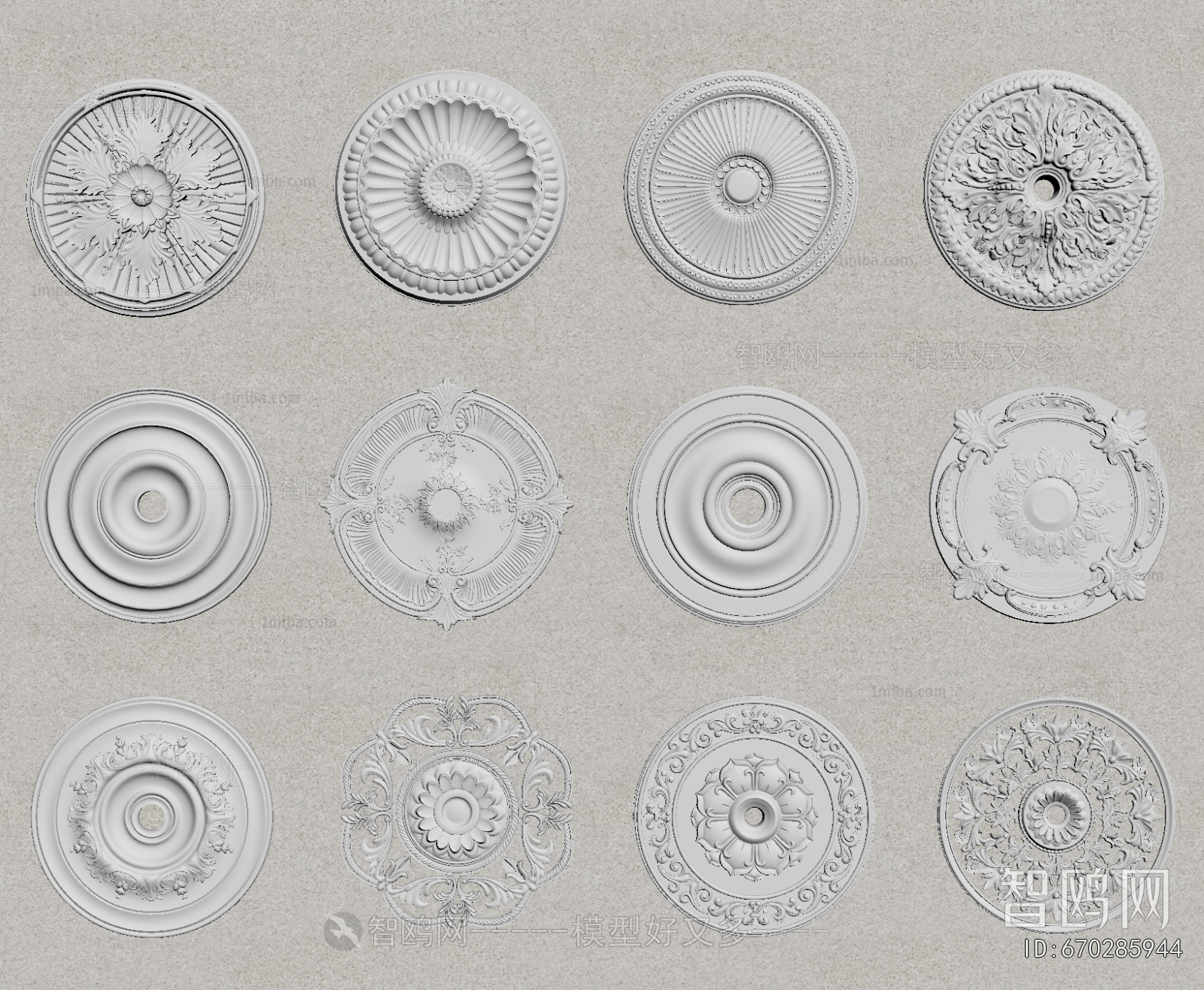 French Style Plaster Carved Top Plate