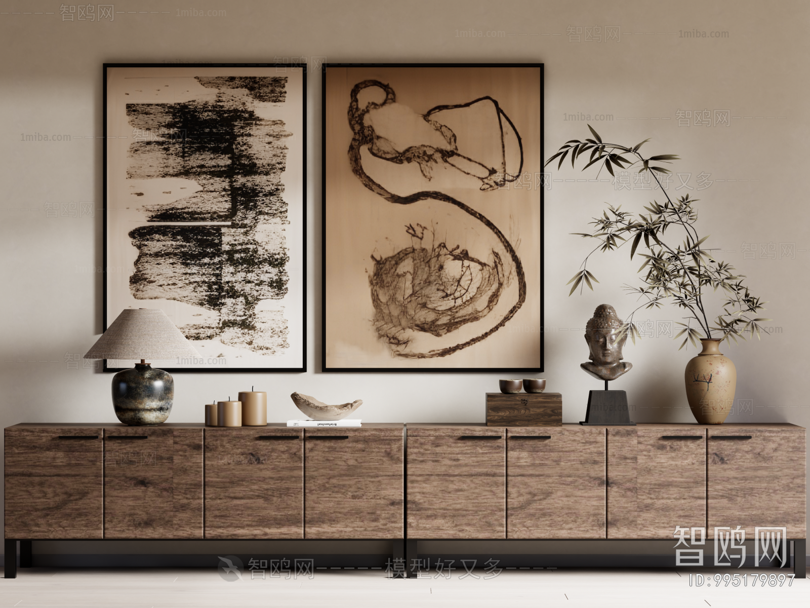 Wabi-sabi Style Decorative Cabinet