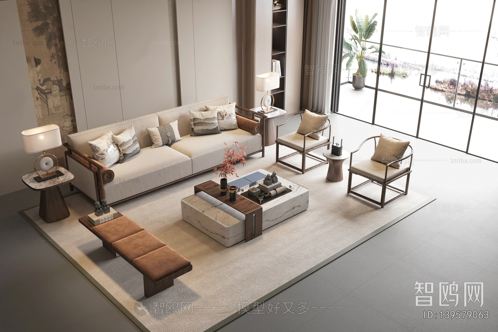 New Chinese Style Sofa Combination