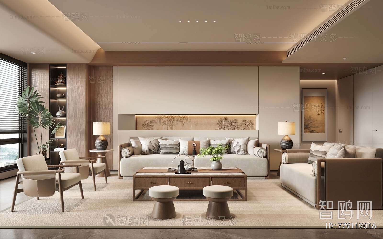 New Chinese Style A Living Room