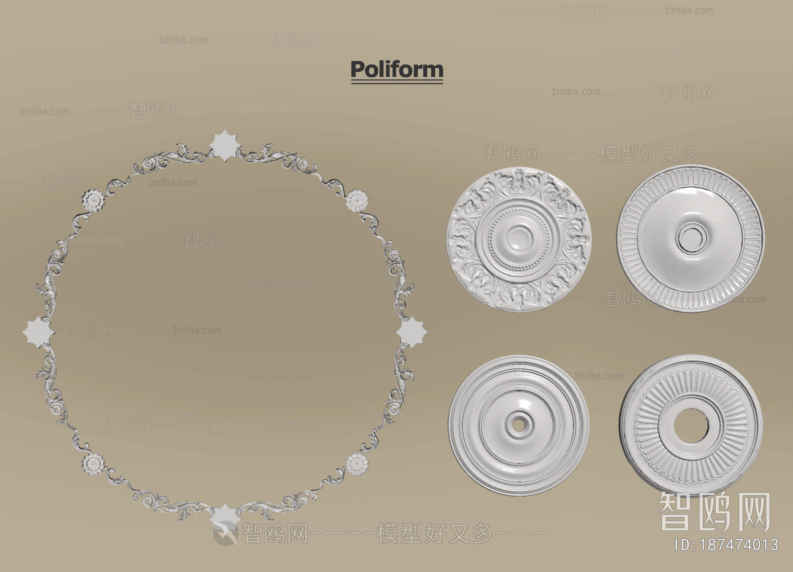 French Style Plaster Carved Top Plate