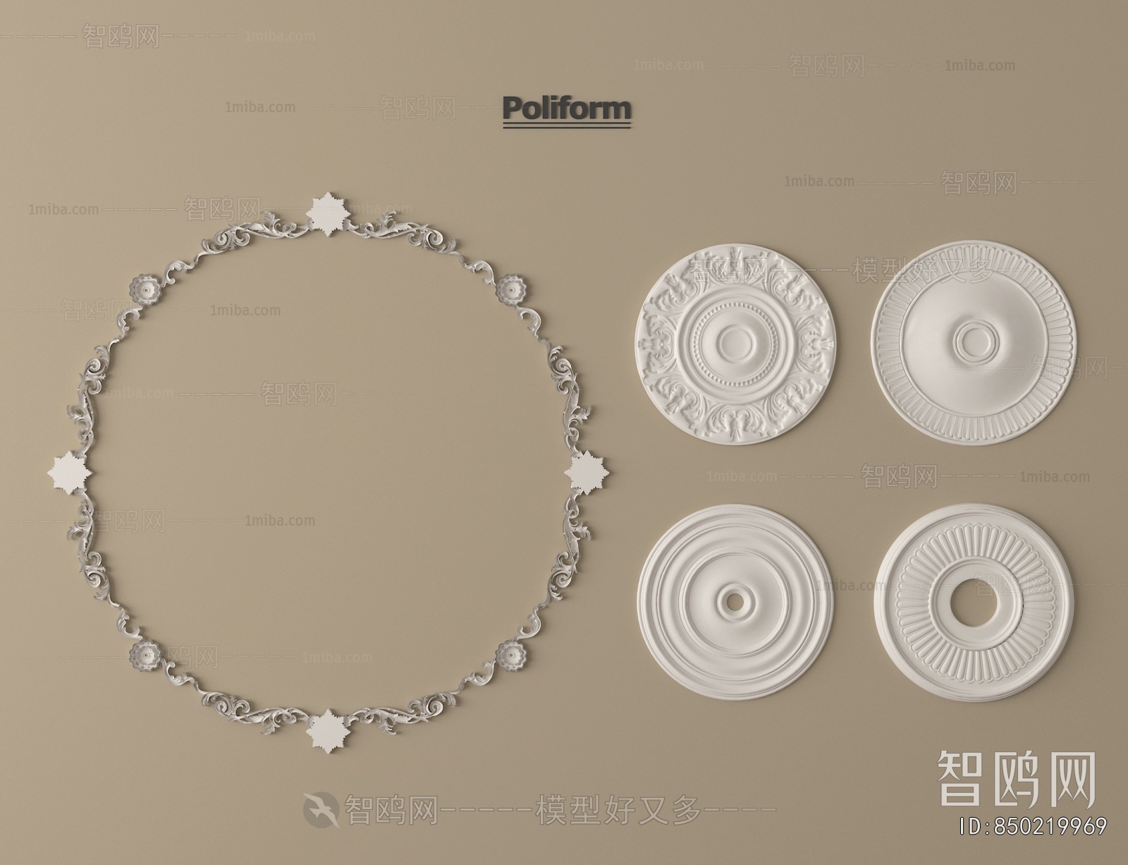 French Style Plaster Carved Top Plate