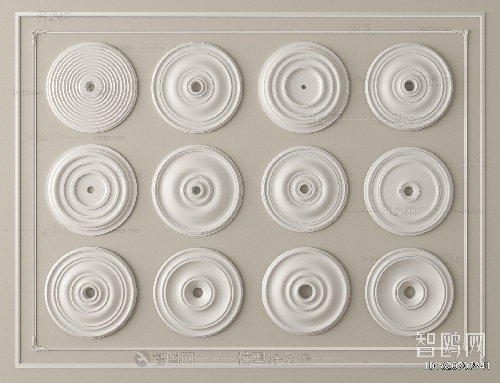 French Style Plaster Carved Top Plate