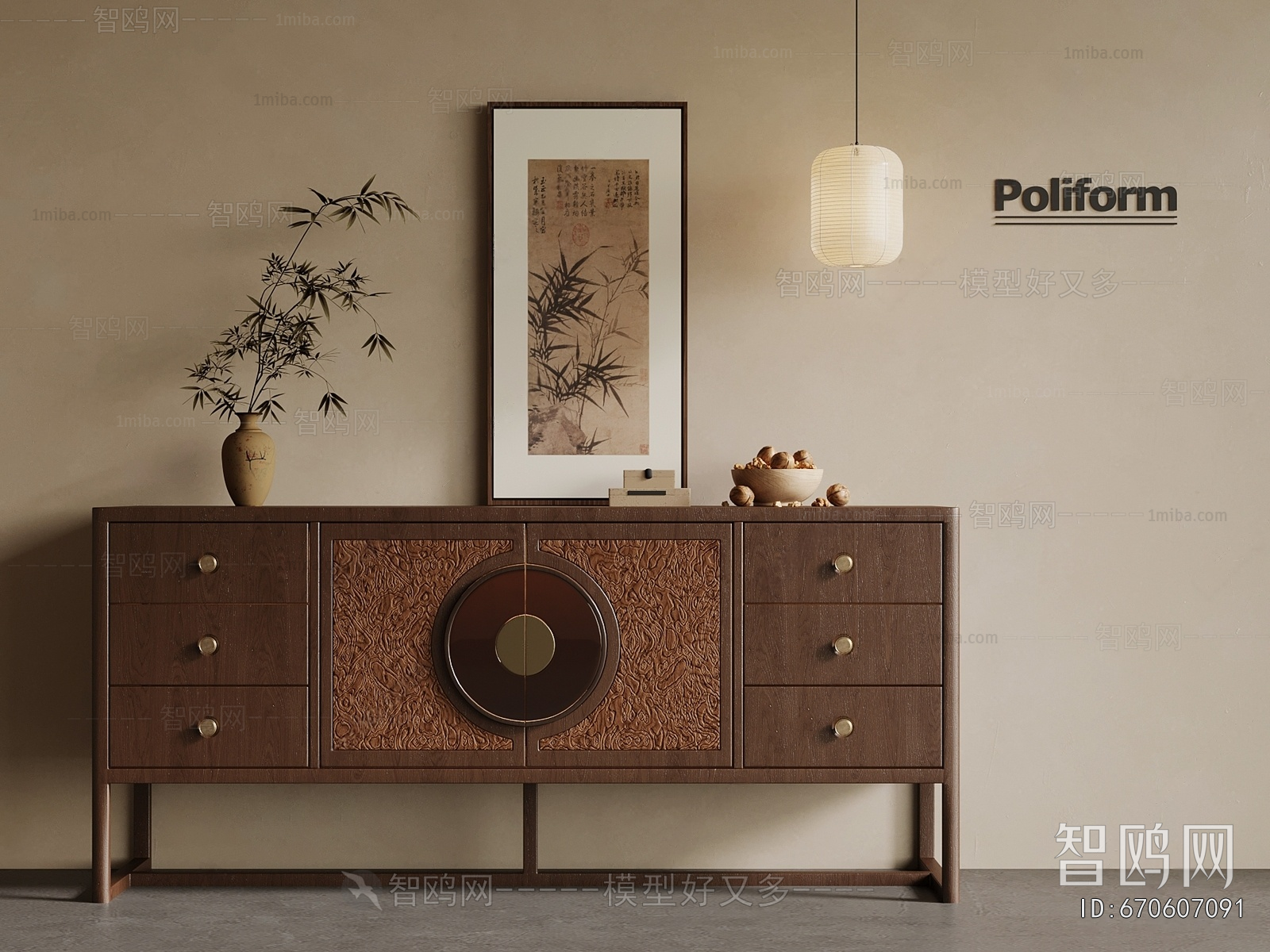 New Chinese Style Side Cabinet
