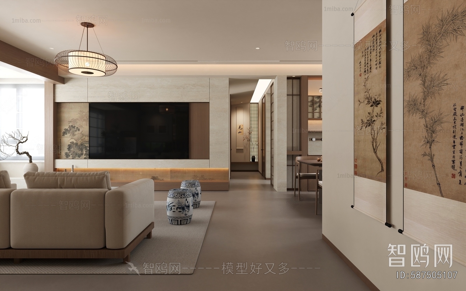 New Chinese Style A Living Room