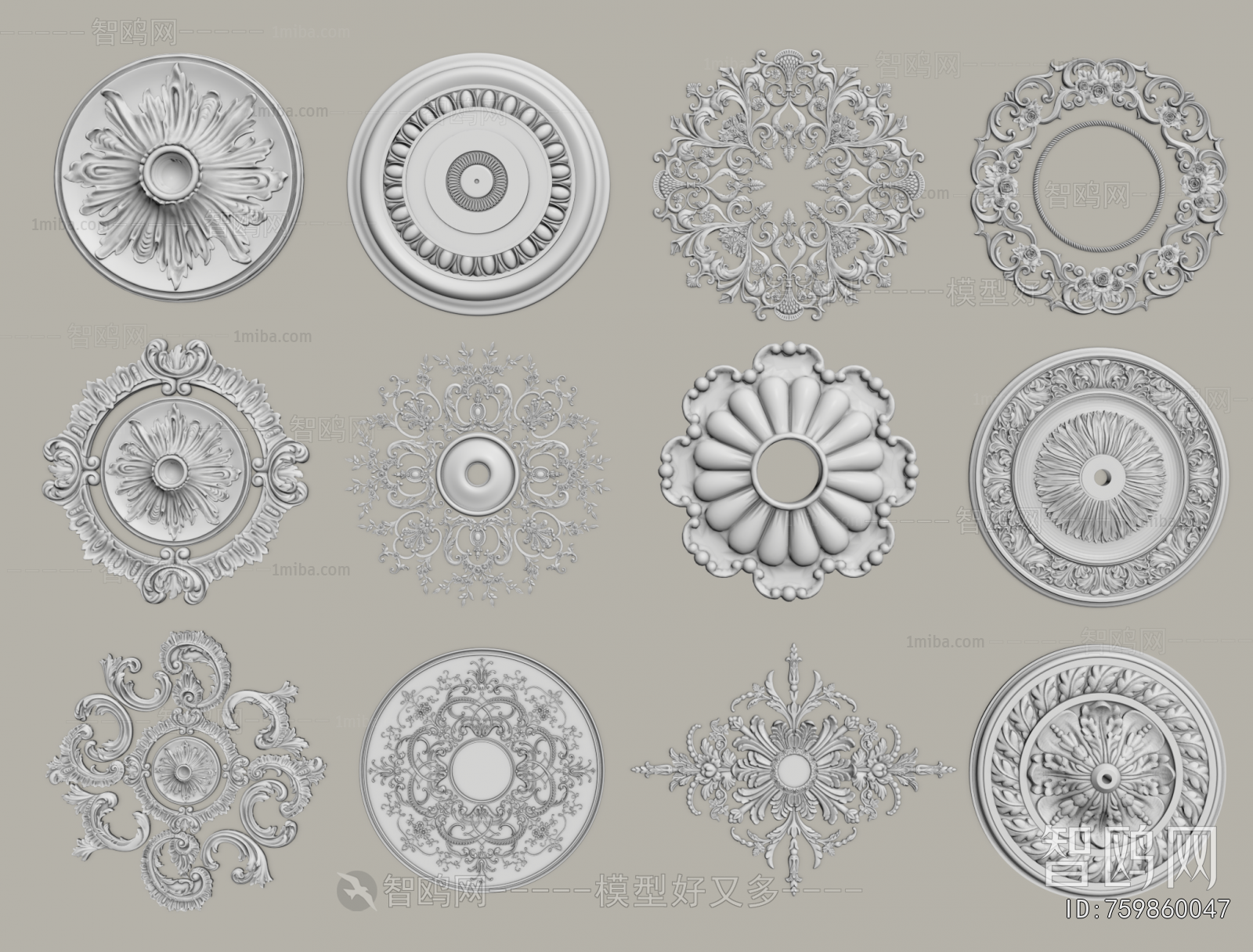 French Style Plaster Carved Top Plate