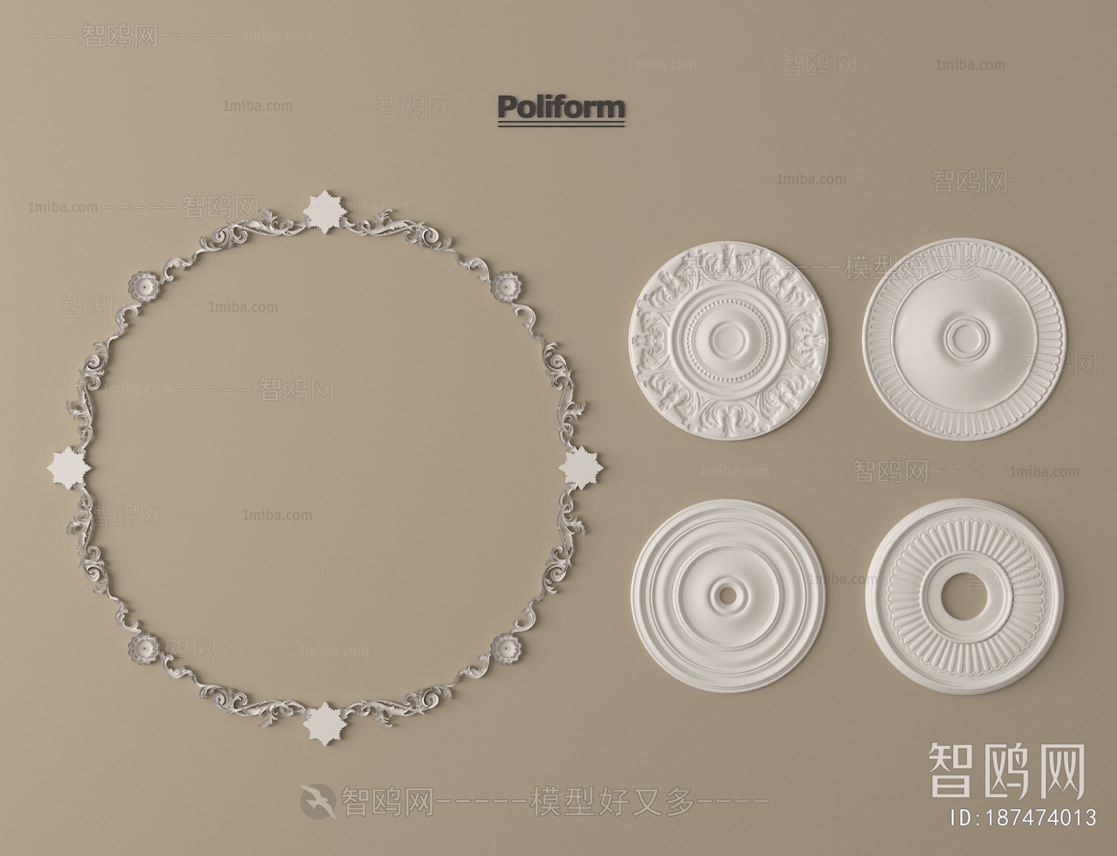 French Style Plaster Carved Top Plate