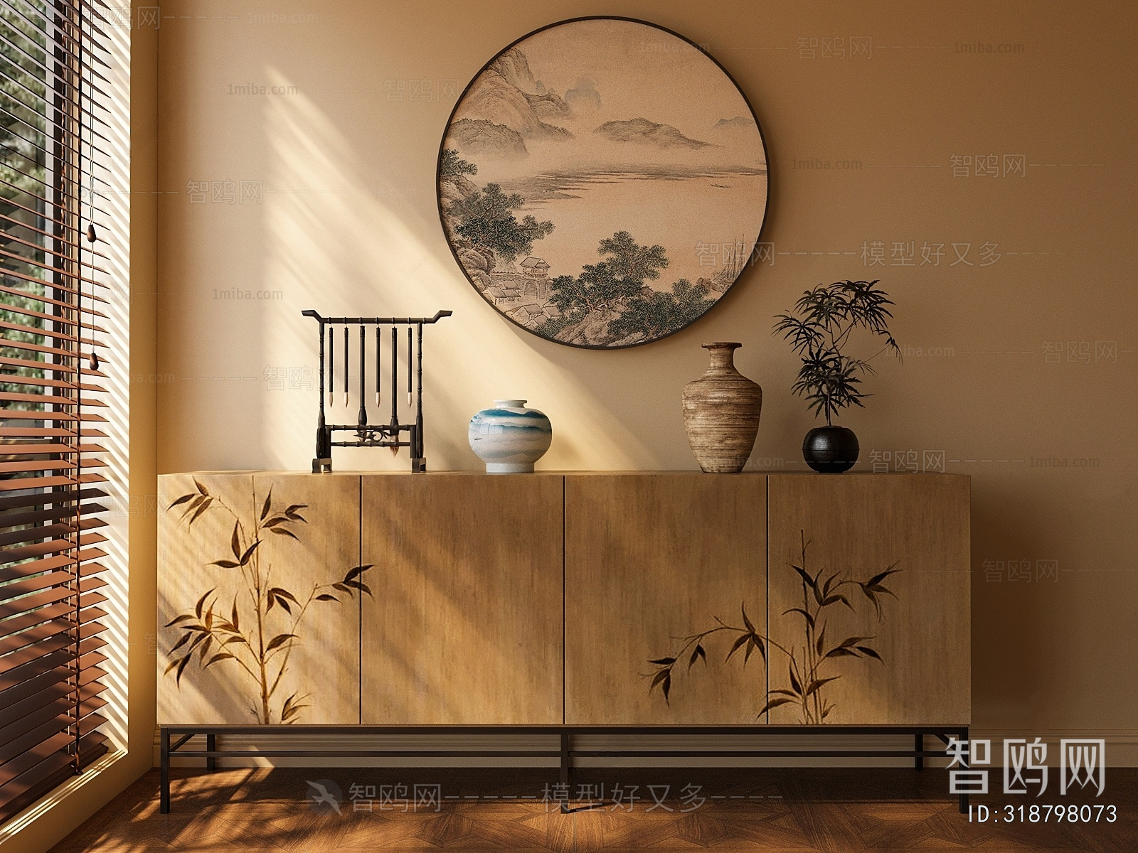 New Chinese Style Side Cabinet