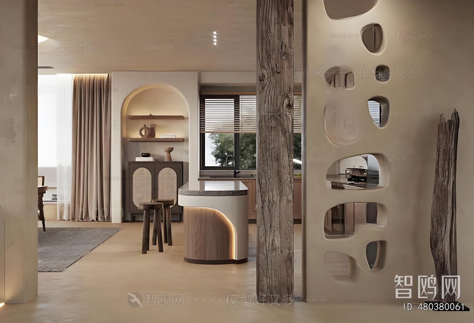 Wabi-sabi Style Open Kitchen