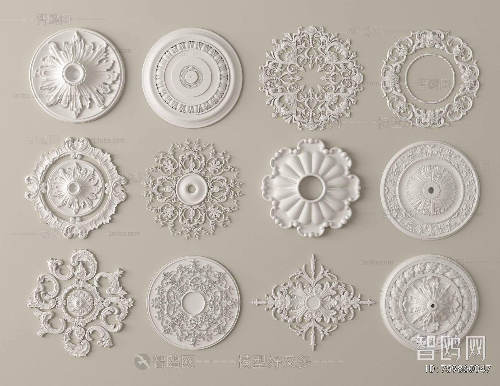 French Style Plaster Carved Top Plate