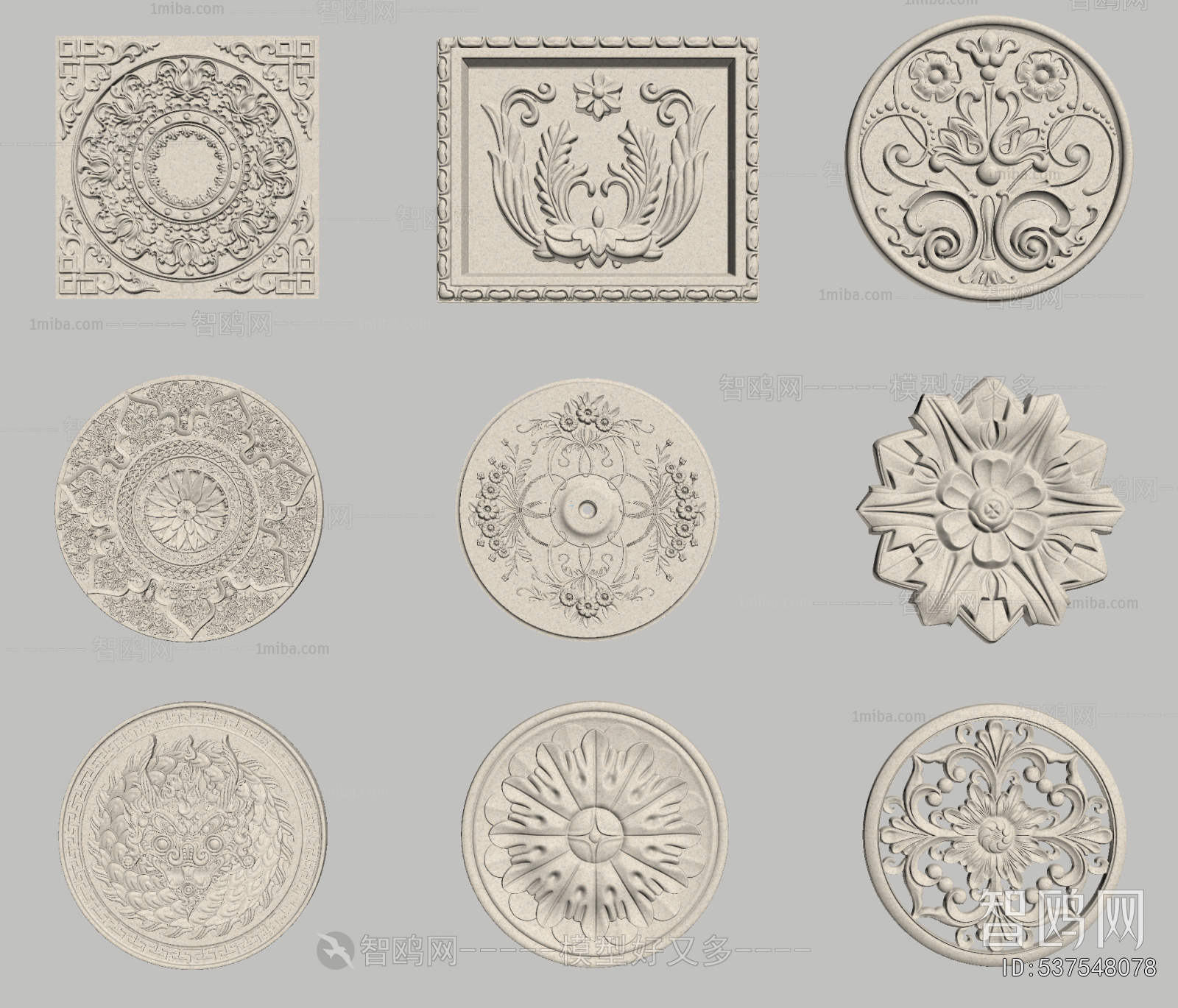 European Style Plaster Carved Top Plate