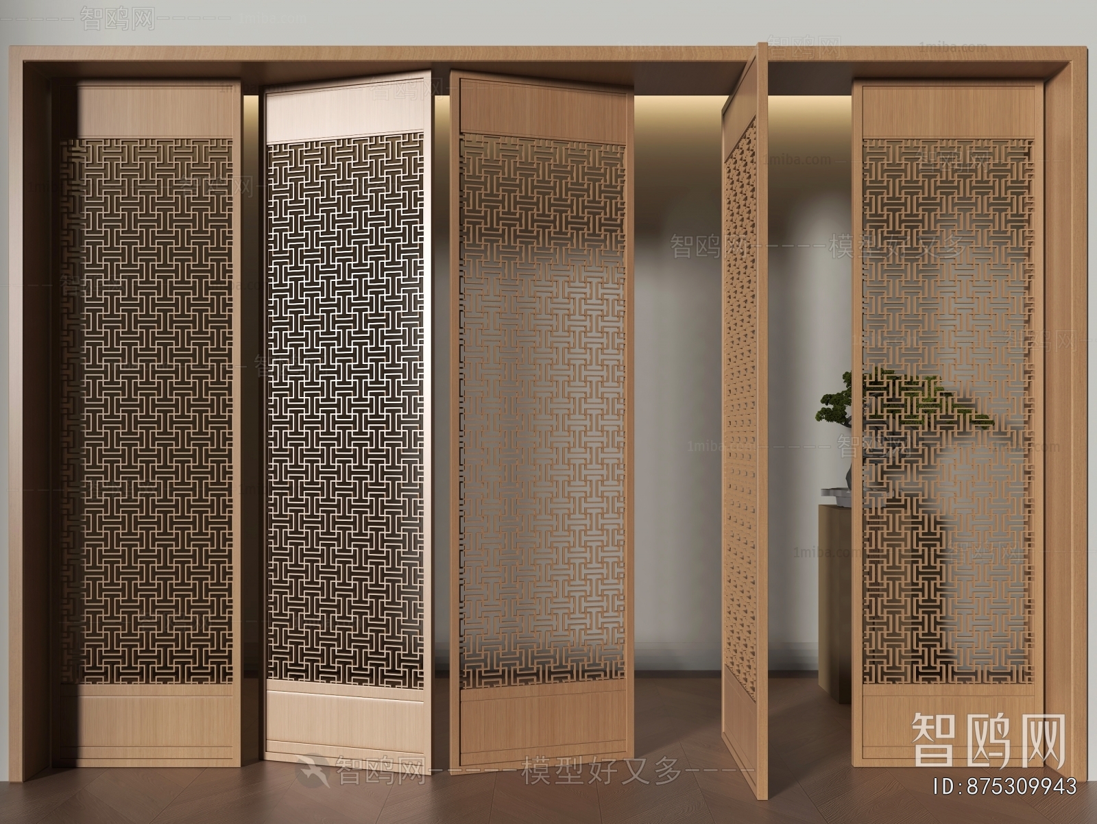 New Chinese Style Wooden Screen Partition