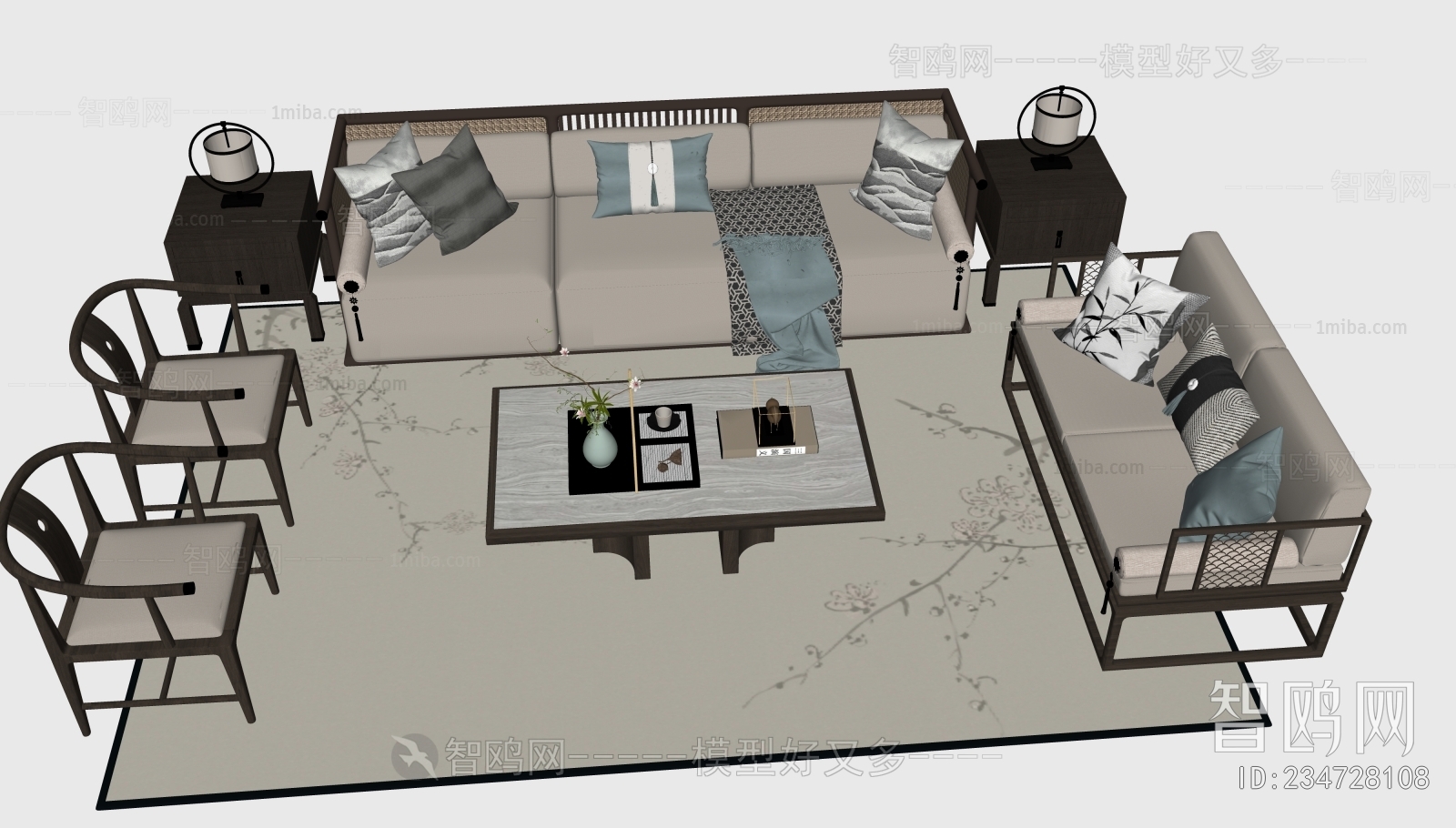 New Chinese Style Sofa Combination