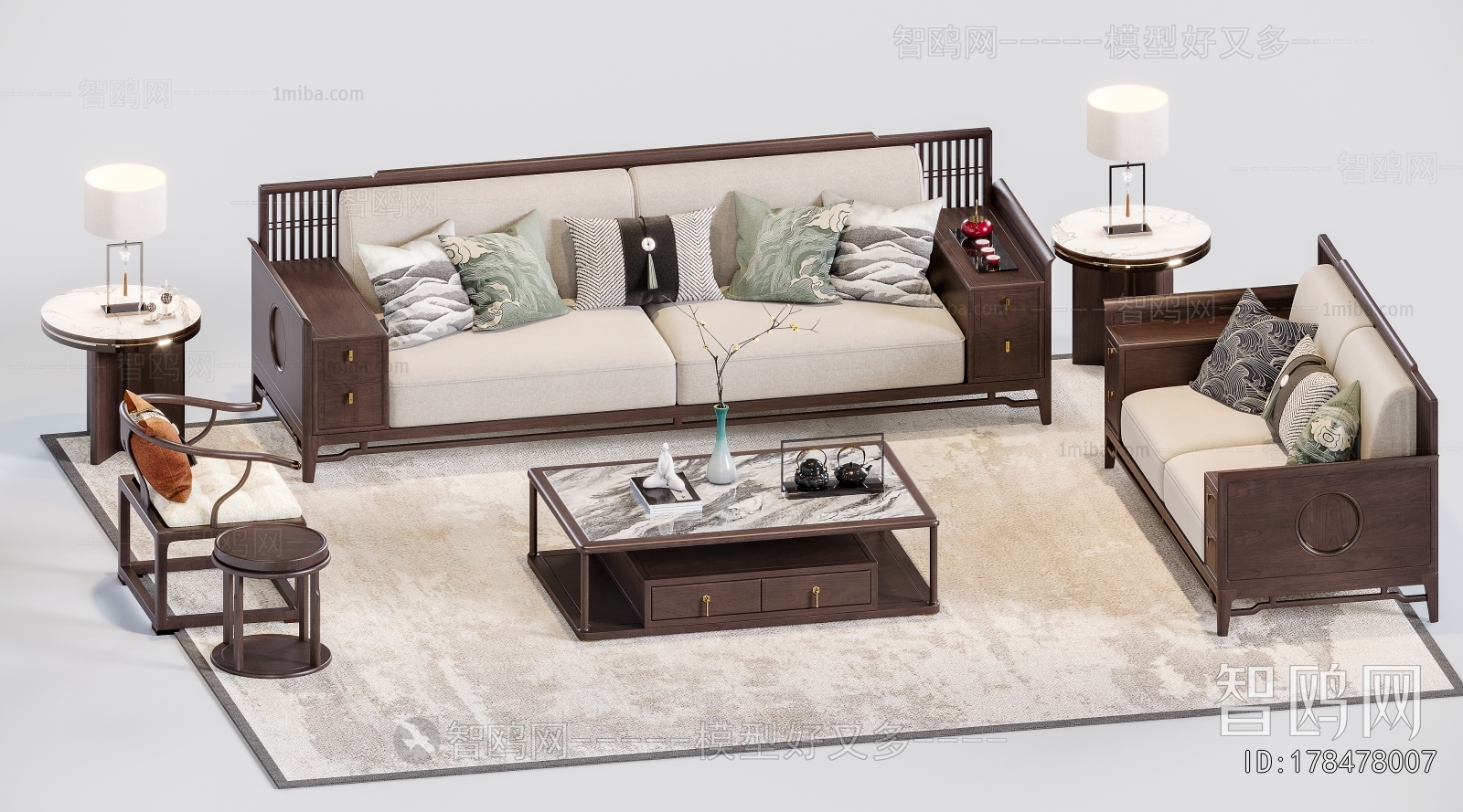 New Chinese Style Sofa Combination