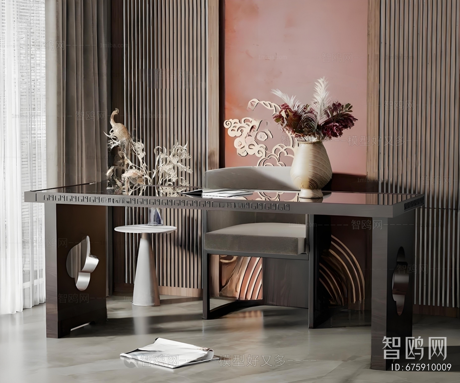 New Chinese Style Computer Desk And Chair