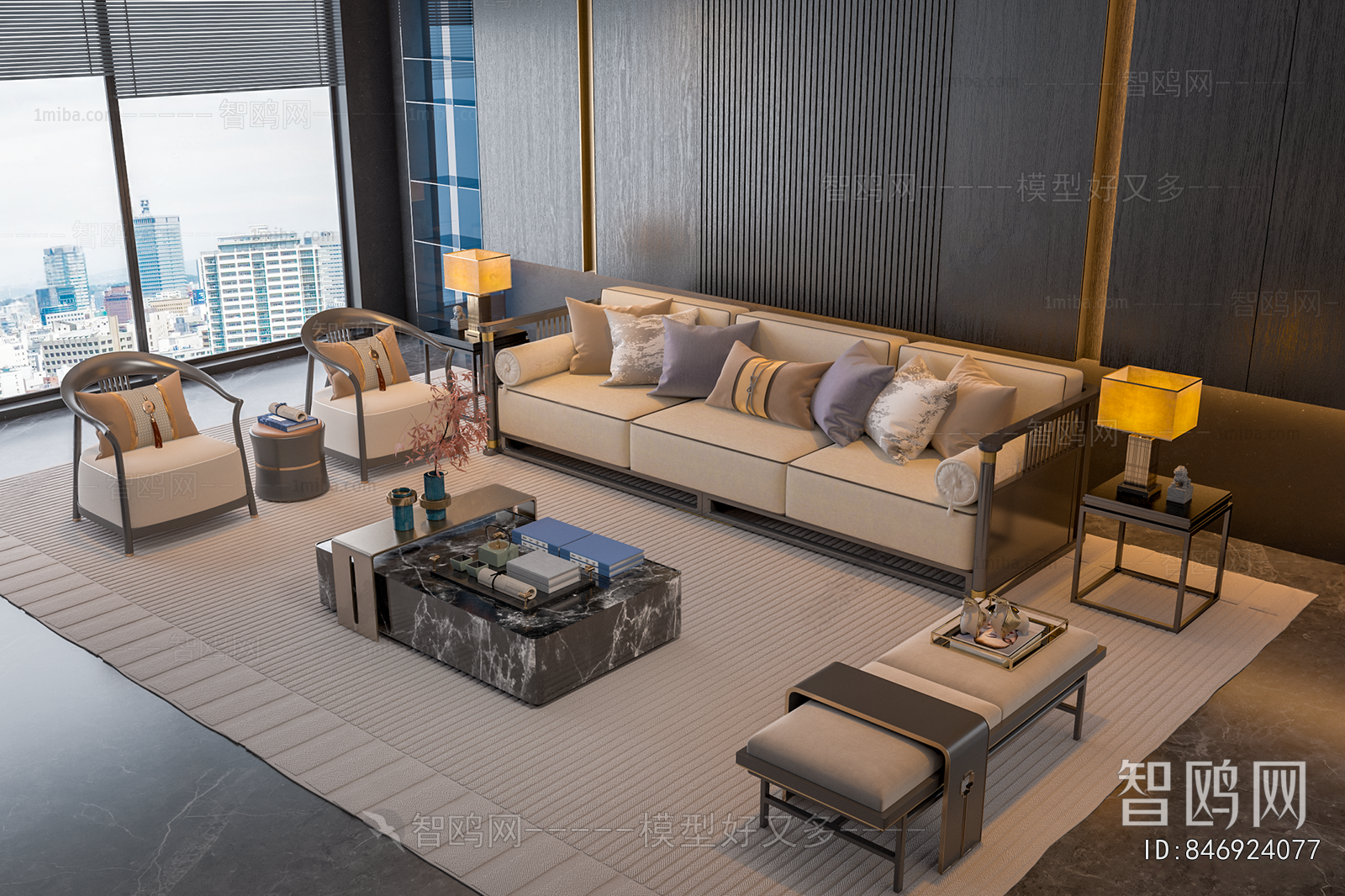 New Chinese Style Sofa Combination