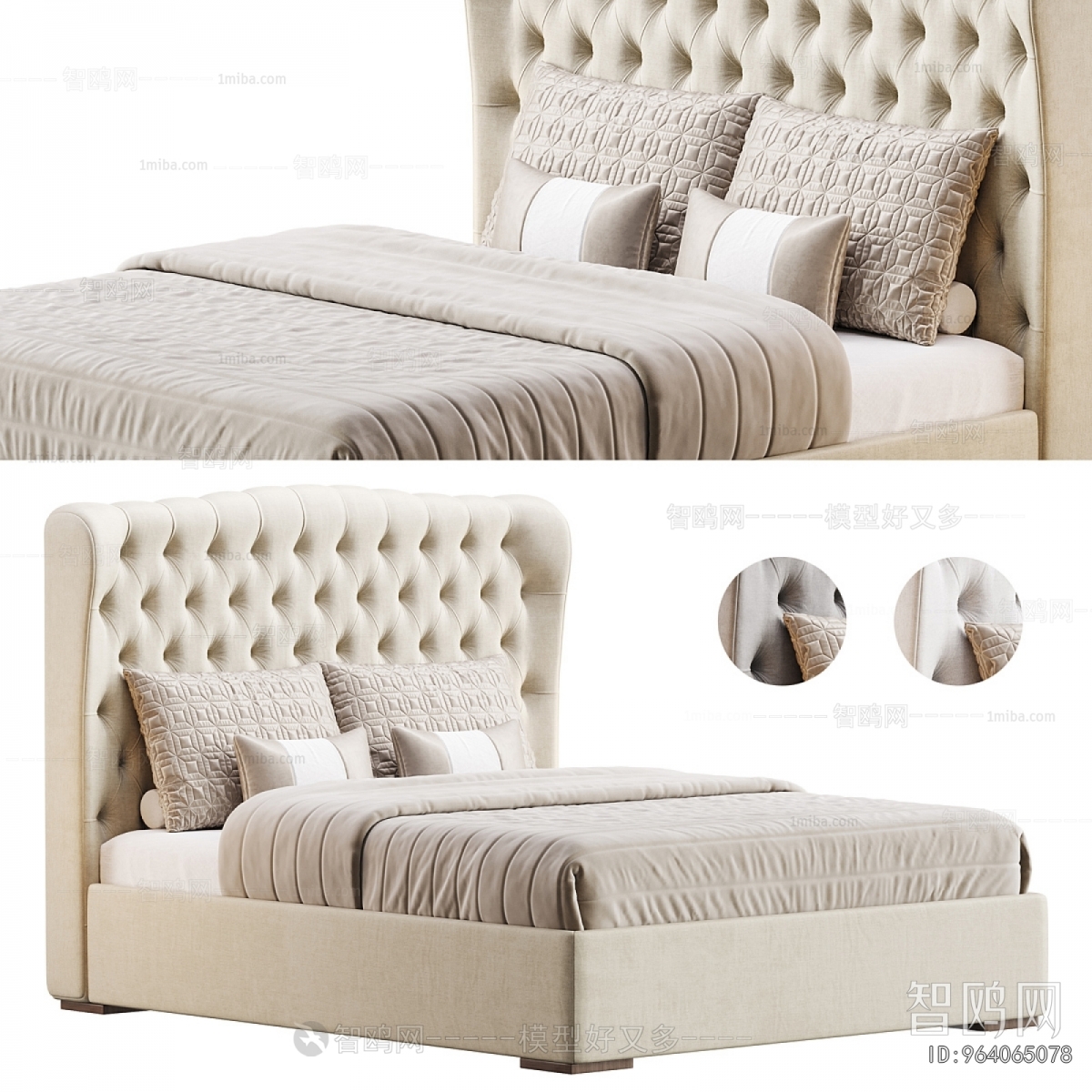 Simple European Style Double Bed