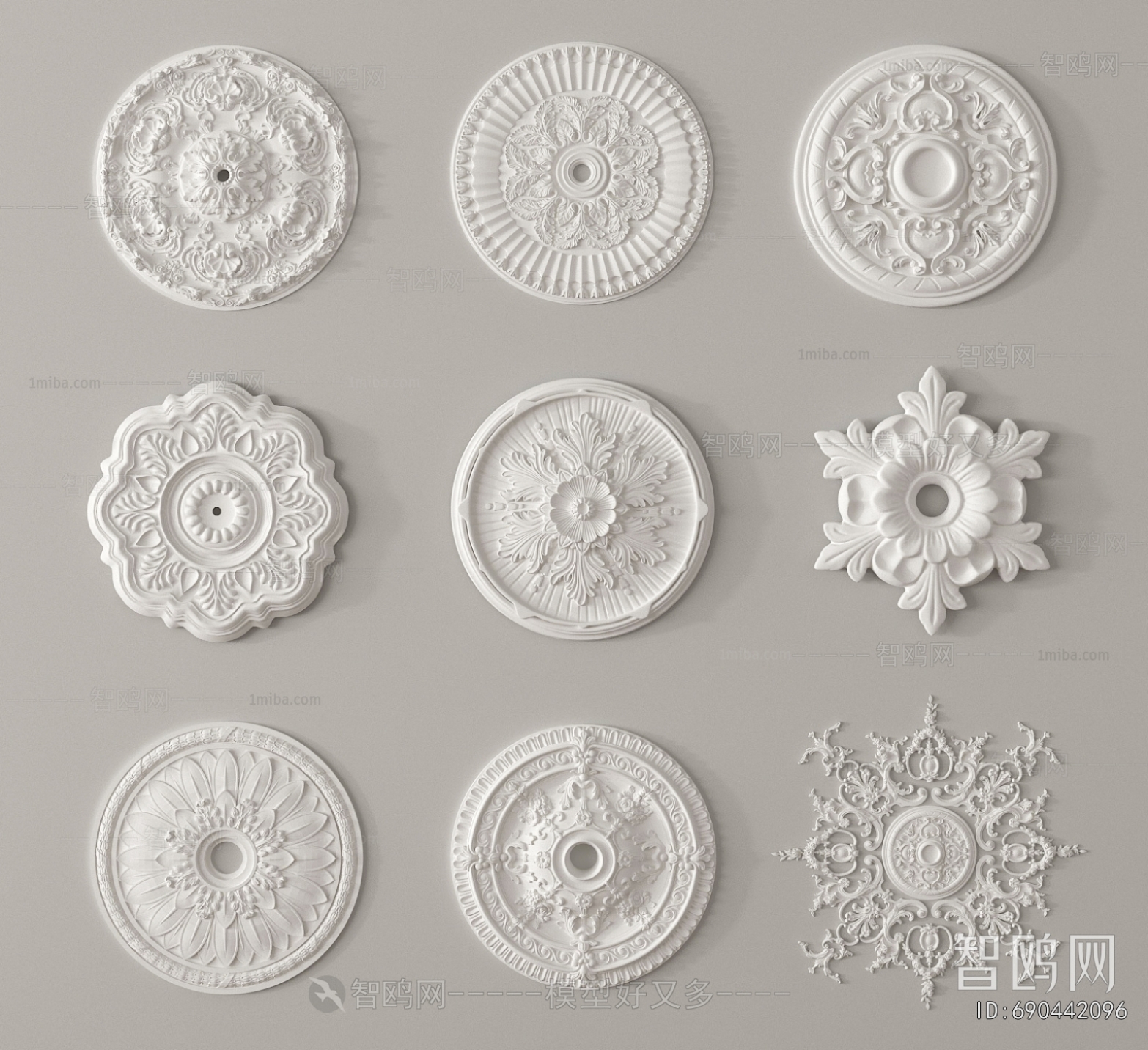 European Style Plaster Carved Top Plate