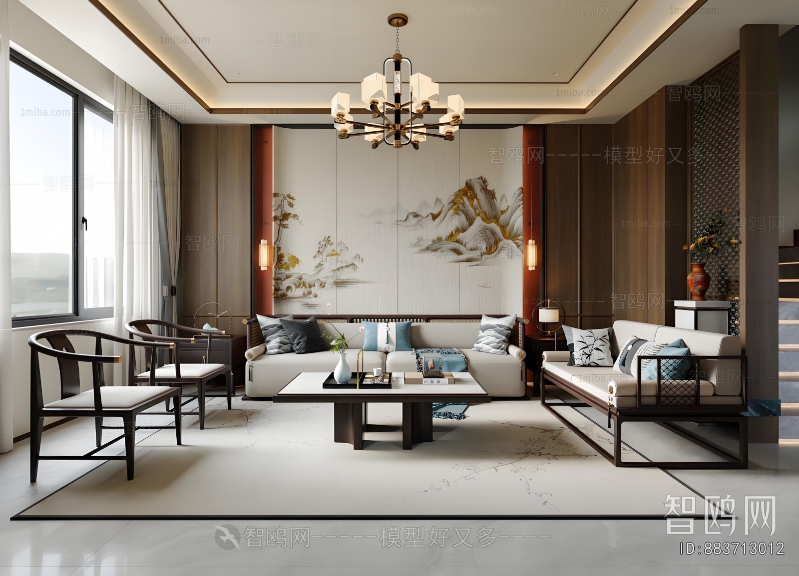 New Chinese Style A Living Room