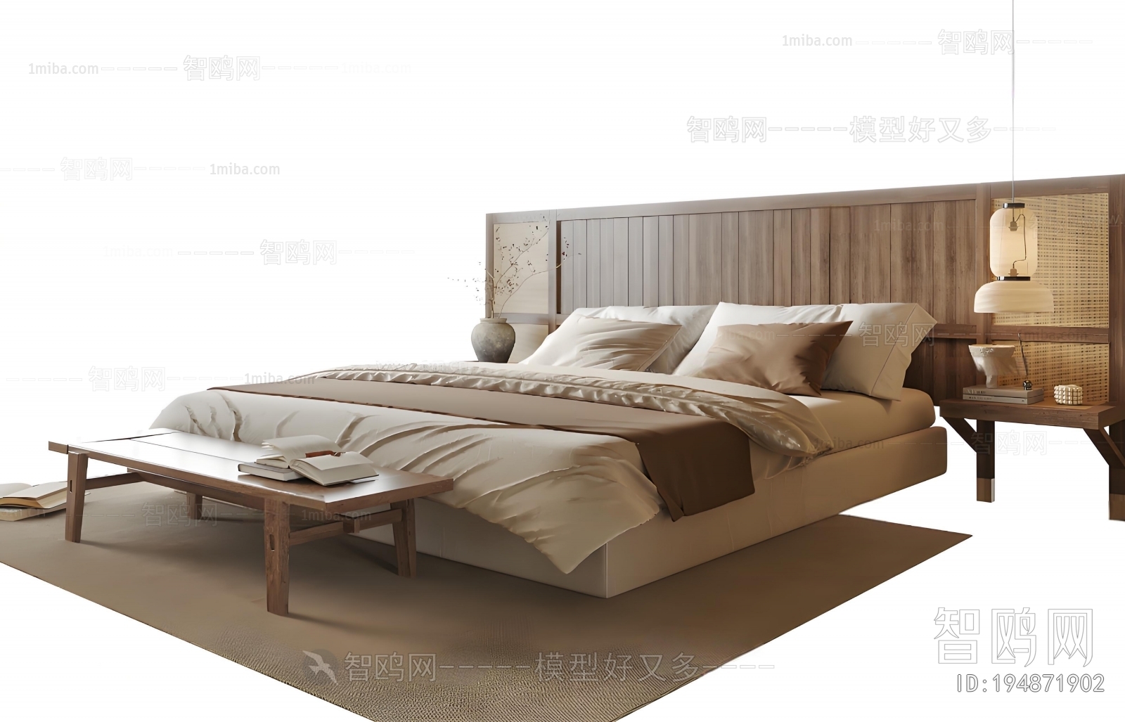 Wabi-sabi Style Double Bed