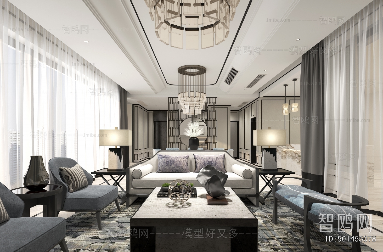 New Chinese Style A Living Room