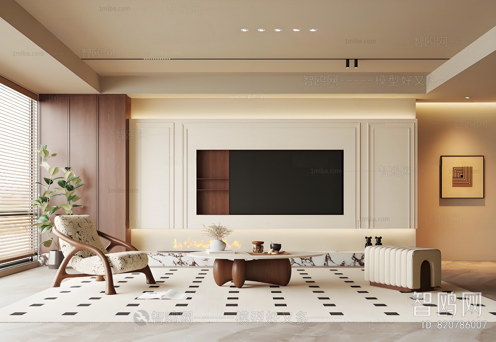 Modern Wabi-sabi Style A Living Room