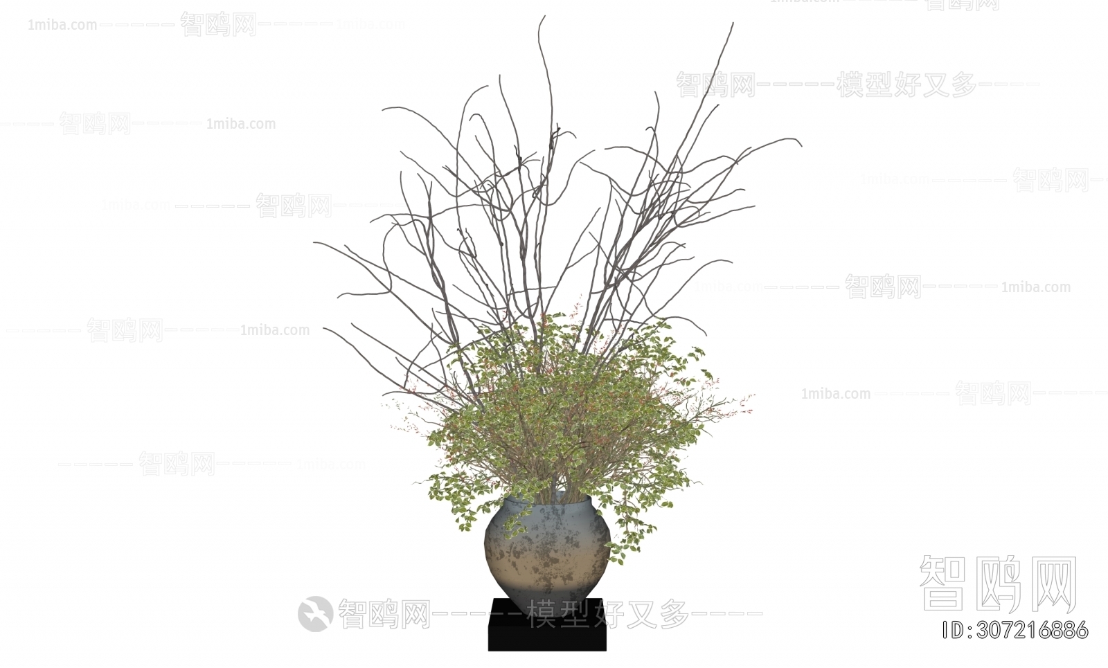 Modern Potted Green Plant