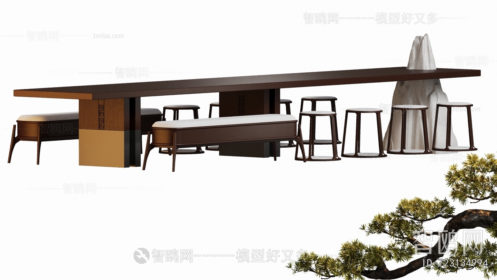 New Chinese Style Computer Desk And Chair