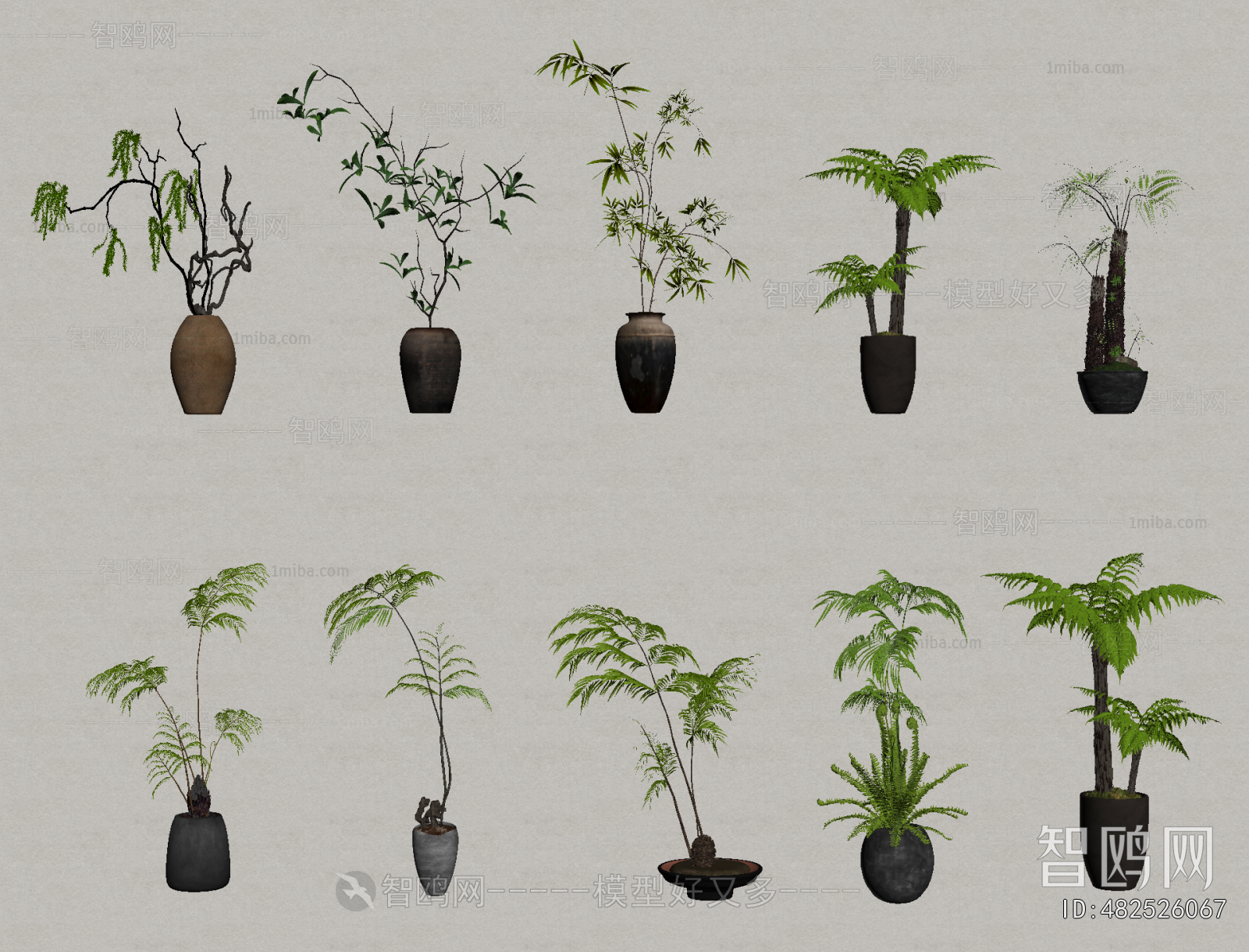 Wabi-sabi Style Ground Green Plant Potted Plants