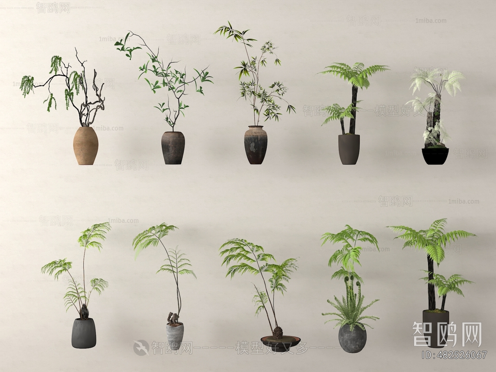 Wabi-sabi Style Ground Green Plant Potted Plants