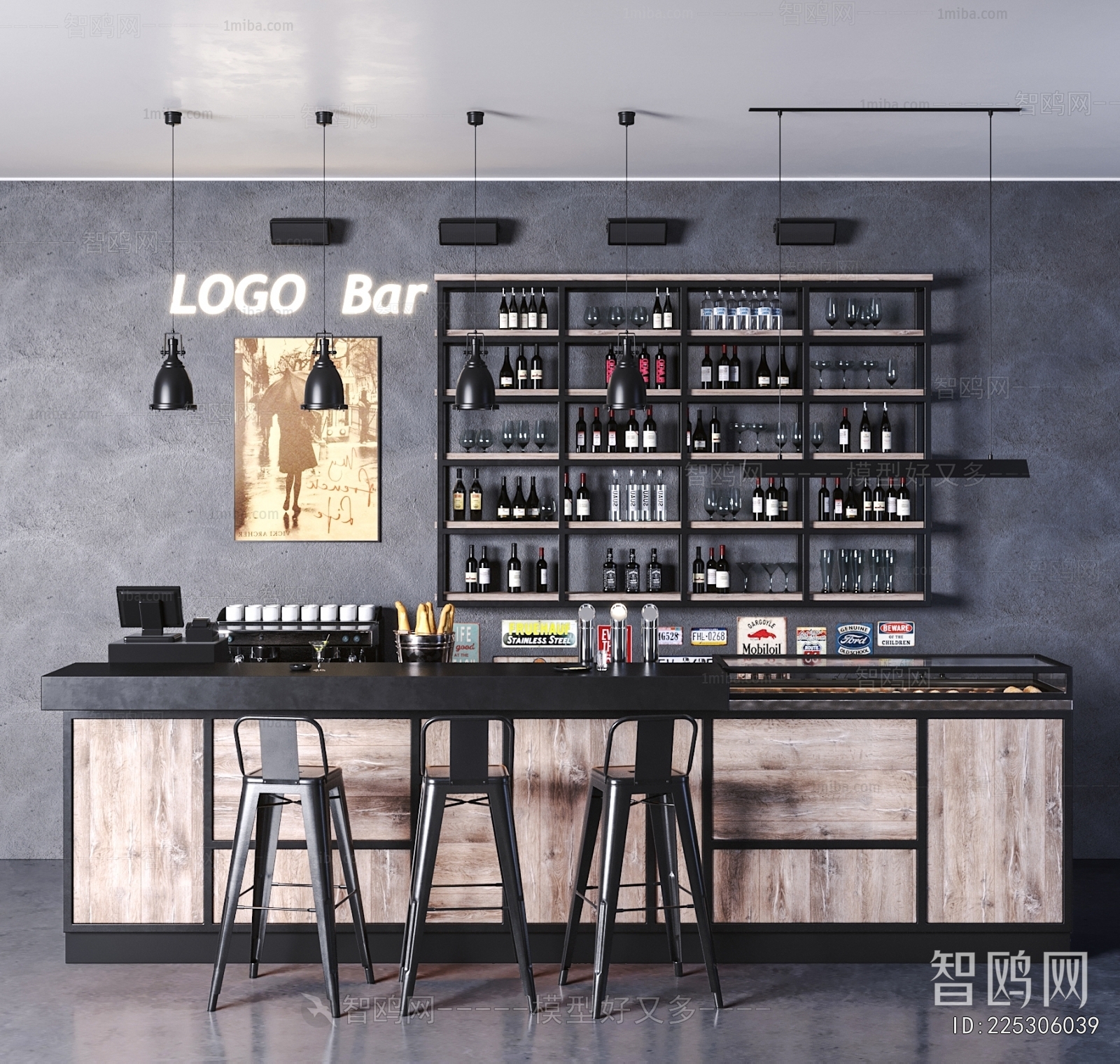 Industrial Style Counter Bar